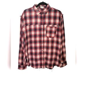 POL Button-down Plaid Shirt